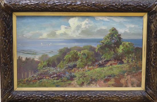 Davenport Bates, oil on canvas, Coastal landscape, signed, 35 x 60cm.